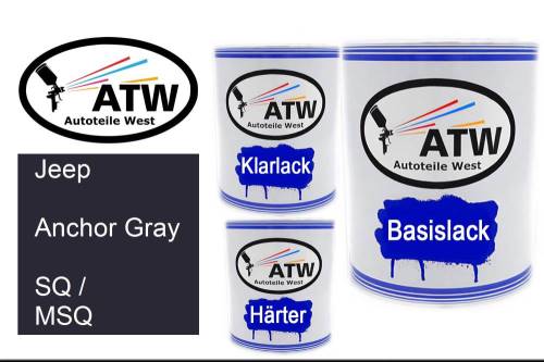 Jeep, Anchor Gray, SQ / MSQ: 1L Lackdose + 1L Klarlack + 500ml Härter - Set, von ATW Autoteile West.